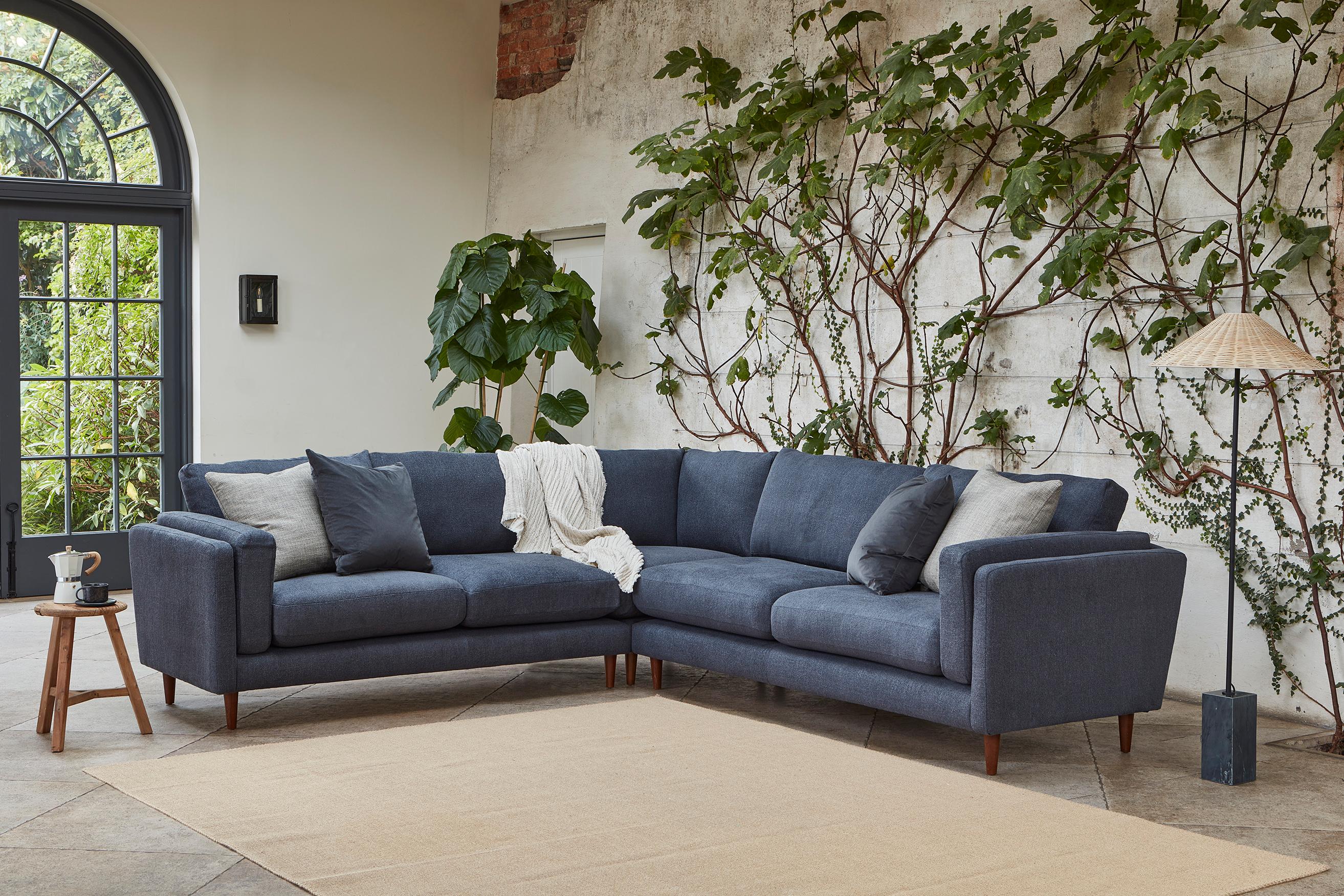 Brighton Corner Sofa in Slubbby Cotton Bluebird