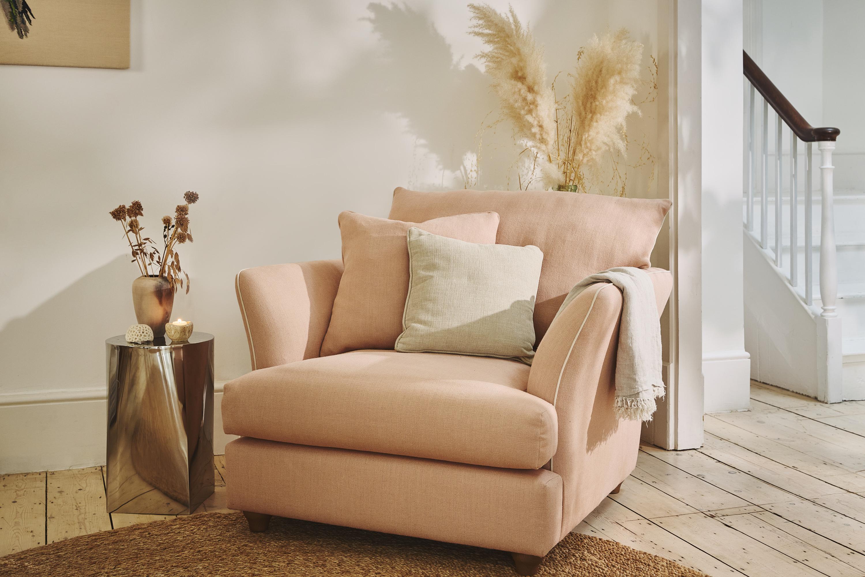 Weymoth 3 Seater Sofa Bed in 100% Linen Shell Pink