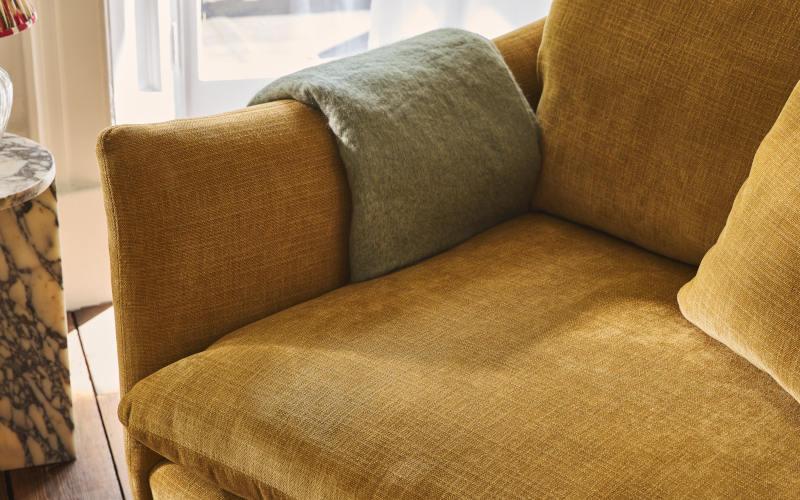 Helston 3 Seater Chaise in Stain Resistant Chenille Space Blue