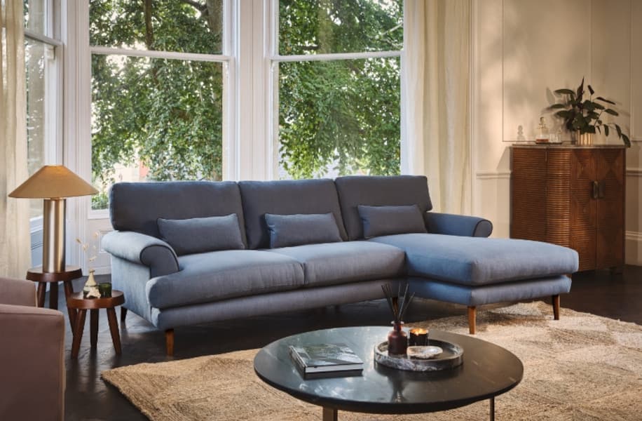 Helston 3x3 Seater Corner Sofa Bed in Stain Resistant Viscose Cotton Spider Web