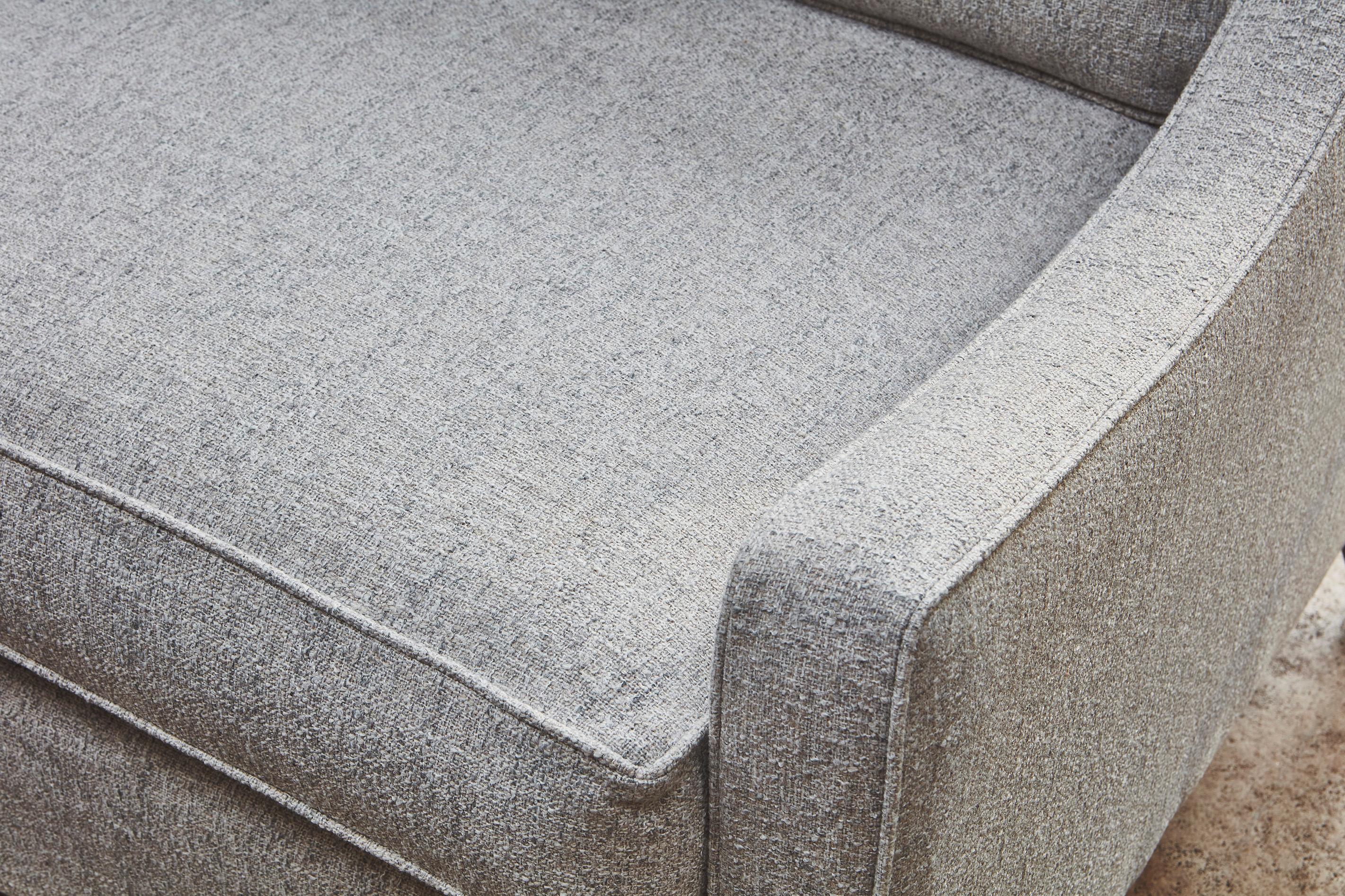 The Weymouth Corner Sofa Bed in Textured Weaves Argent With Dark Oak Feet