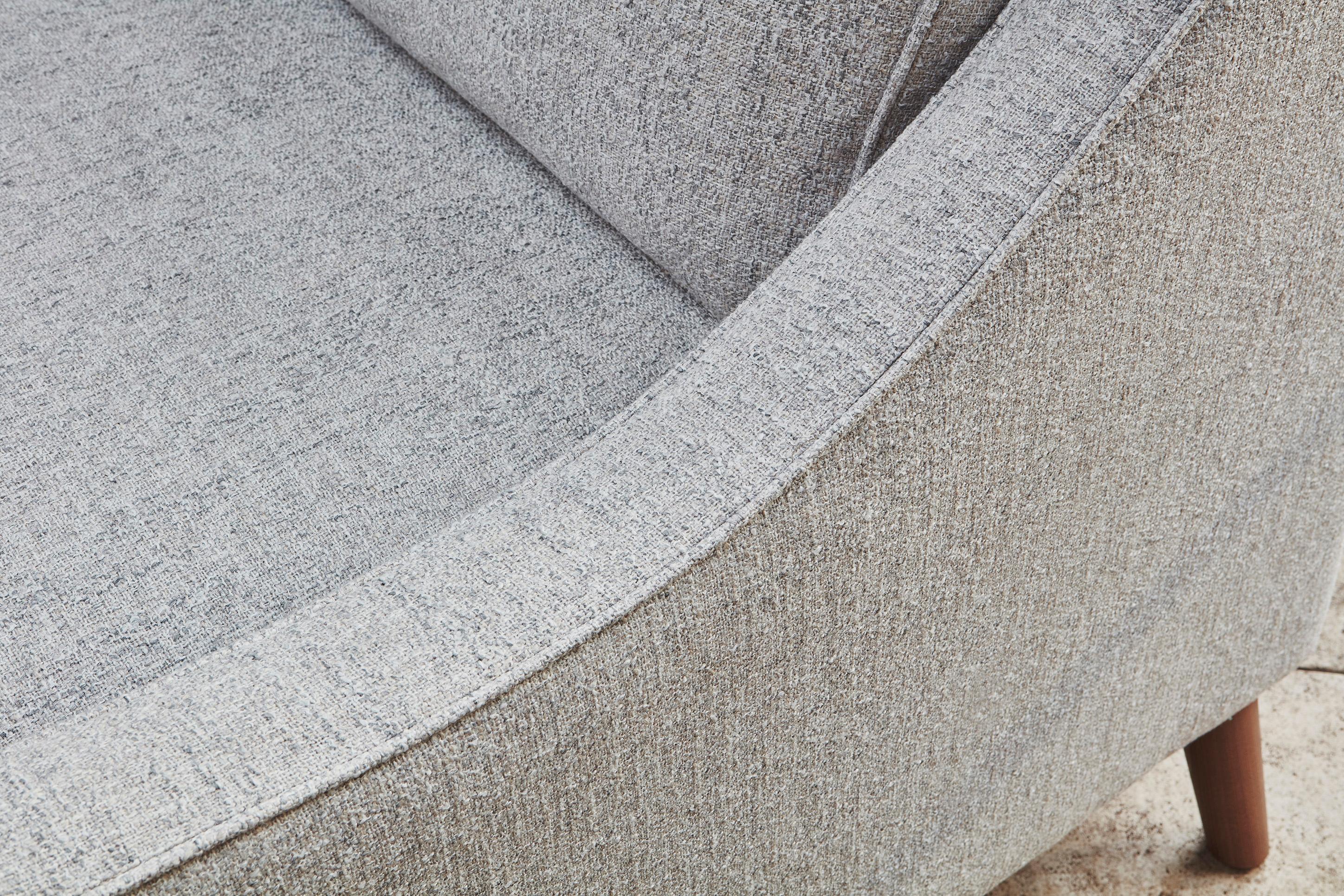 The Weymouth Corner Sofa Bed in Textured Weaves Argent With Dark Oak Feet