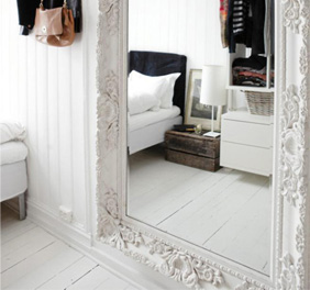 ornate white mirror