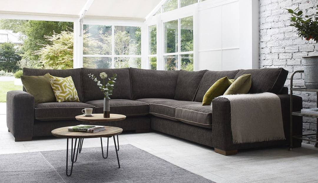 Ashdown Corner Sofa - Super Grand + Medium Unit in Habitat Sable with Mystic Mink Piping