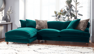 Galloway Chaise Sofa in Hard Wearing Velvet Mallard