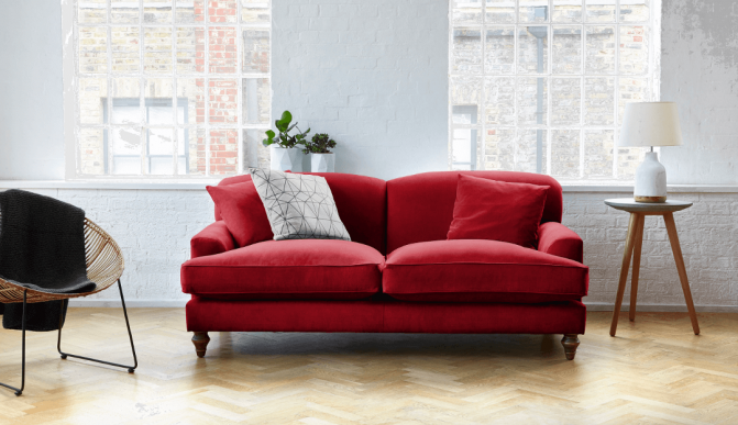 Colour your living room with a red sofa | Darlings of Chelsea
