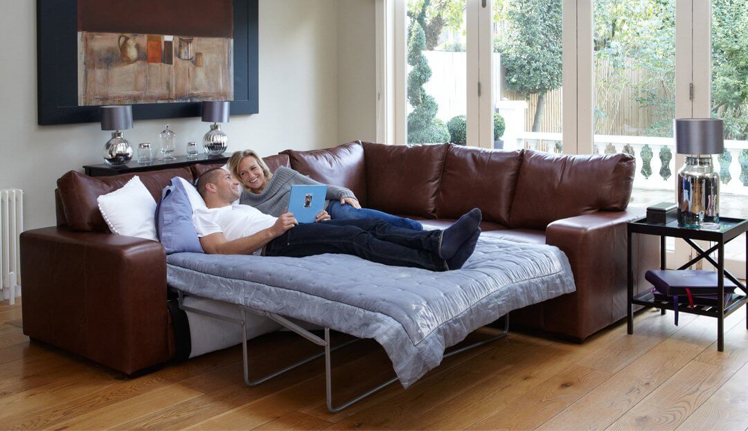 Sloane corner sofa bed in leather