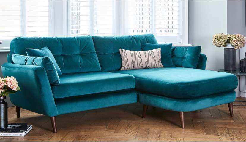 Studio Lounger Sofa in Lumino Teal Velvet